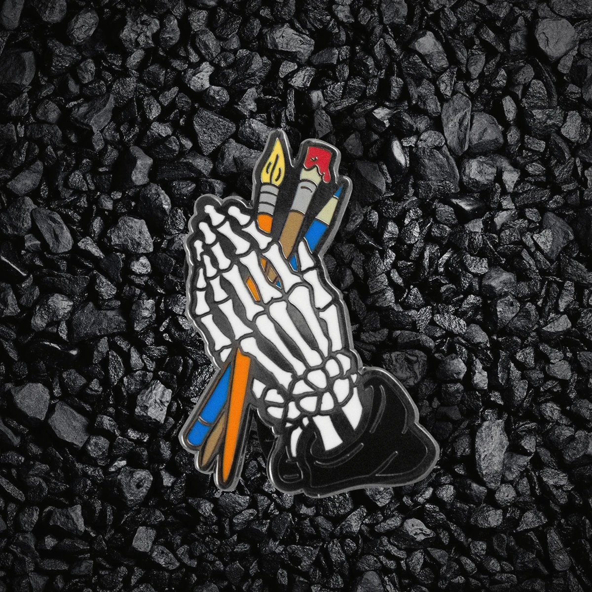 Gotic Moartea Mâinile cu Perii Greu de Email Pin Osos Mână de Metal Brosa Accesorii Artist Unic, Rugându-se de Craniu Insigna de Bijuterii Imagine 1