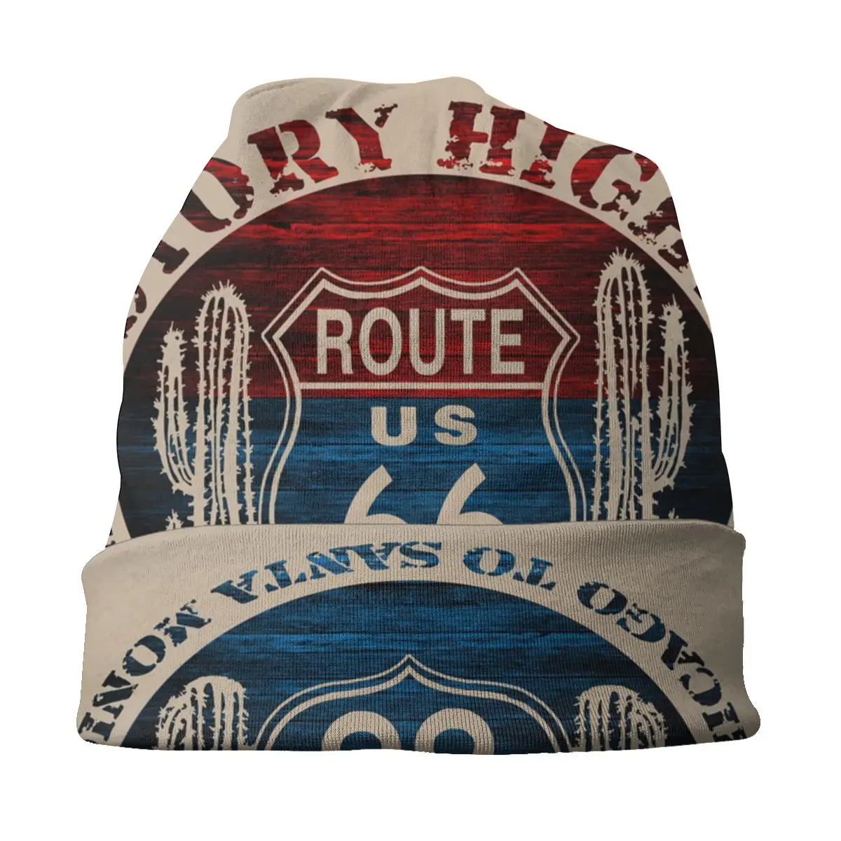 Hip-Hop, Cald Iarna Barbati Femei Pălării De Tricotat Unisex Pentru Adulti Route 66 America Drum De Epocă Excursie Chelioși Căciuli Capace De Pălării Capota Imagine 2