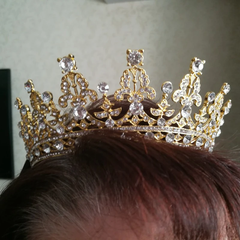 KMVEXO de Mireasa de Lux Cristal Coroane Tiara Printesa Regina Concurs de Bal Stras Voal Diademe banda de Susținere Accesorii de Par de Nunta Imagine 4
