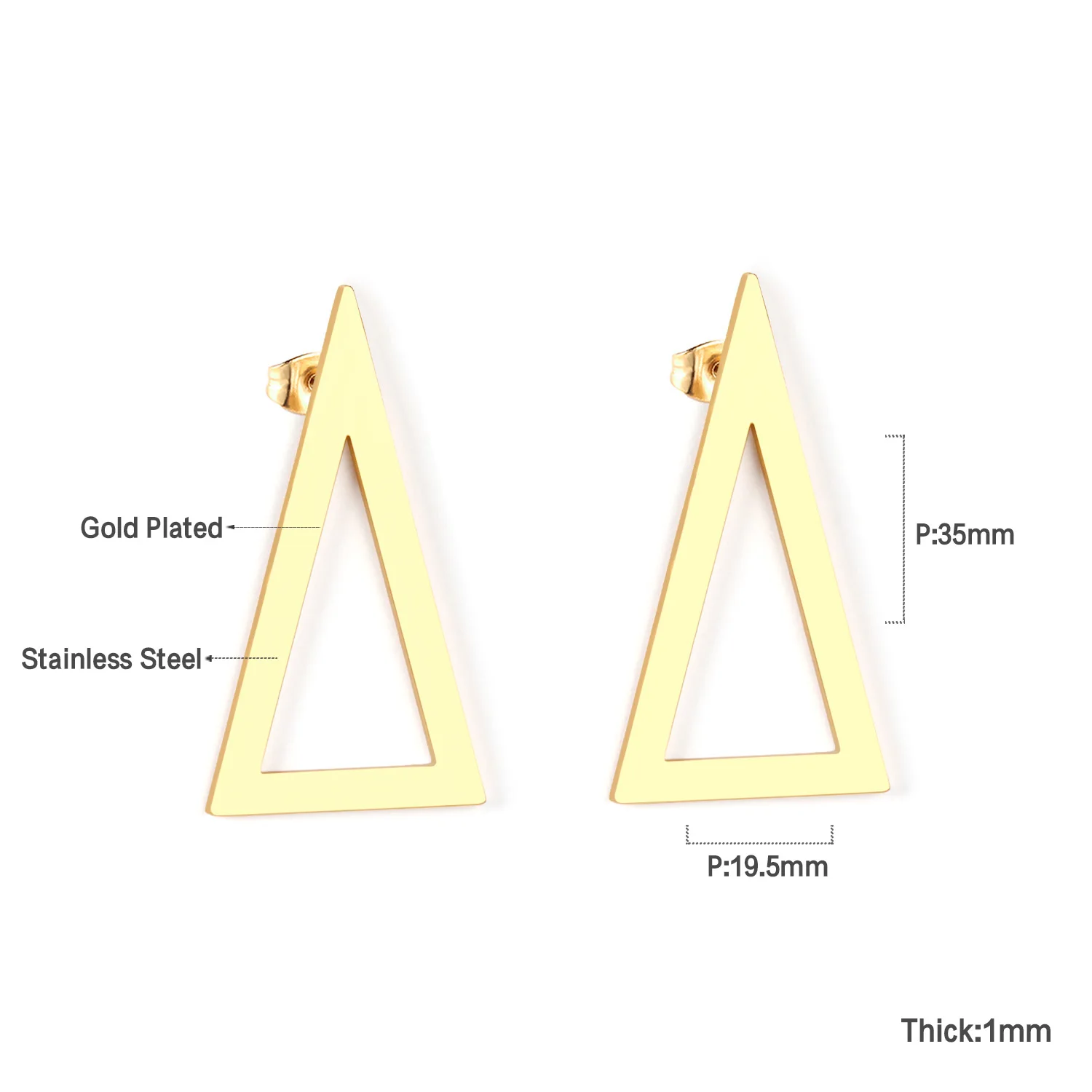 LUXUSTEEL Declarație Cercei de Aur de Culoare Triunghiuri Clasic Picătură Cercei Partid din Oțel Inoxidabil Cercei Lungi Mujer Accesorii Imagine 1