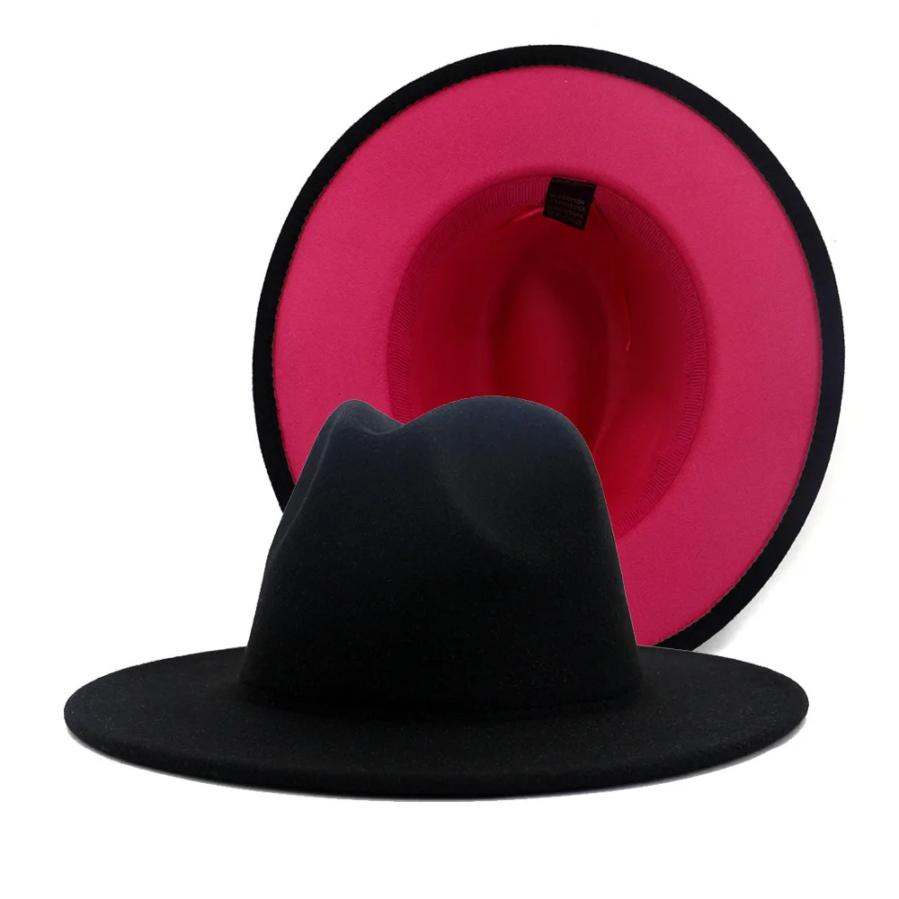 Oamenii Fedora pălărie de femei stil Britanic de Iarnă și de Toamnă față-verso de culoare de potrivire de jazz de lână pălărie nouă margine plat pălărie Imagine 1