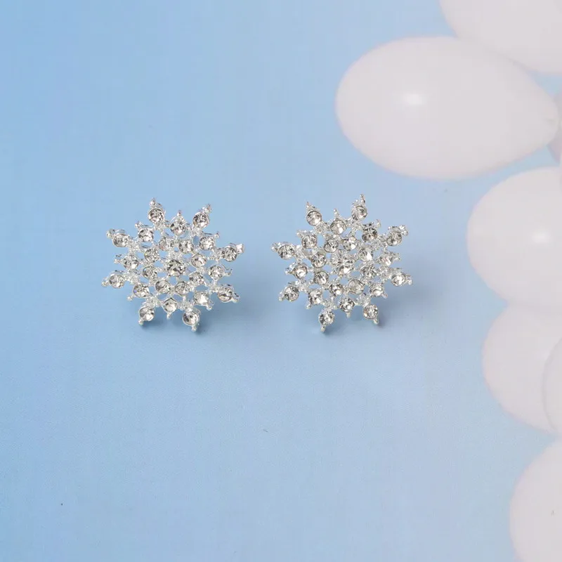Pendientes Moda Bijuterii Cristal Plin Fulg De Nea Cercei Stud Pentru Femei Brincos Zăpadă De Flori De Înaltă Calitate Imagine 2