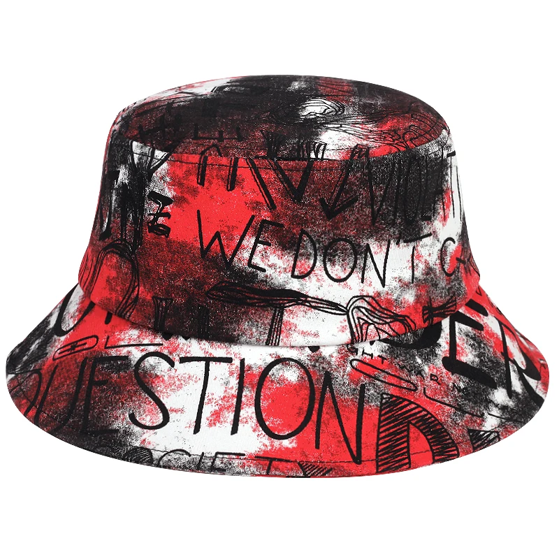 Personalitate de moda Tie-dye Graffiti Găleată Pălărie Femei Casual de Vara Streetware Palarie de Soare Mari Refuz Pliabil de Plaja Pescarului Pălării Imagine 5
