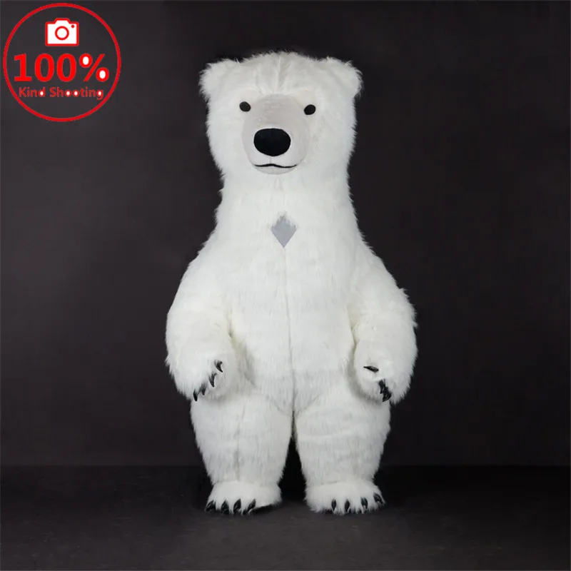 SAYGO Aer Gonflabil de Urs Polar Costum Mascota pentru Publicitate de Crăciun, Halloween Adult Fursuit Blană Costum de Carnaval Animale Imagine 2