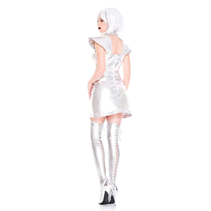 Spațiu De Argint Bodysuit Costum Halloween Femei Costum De Astronaut Argint Pilot Costume Cosplay Carnaval Rochie Elegantă De Petrecere Tinuta Imagine 1
