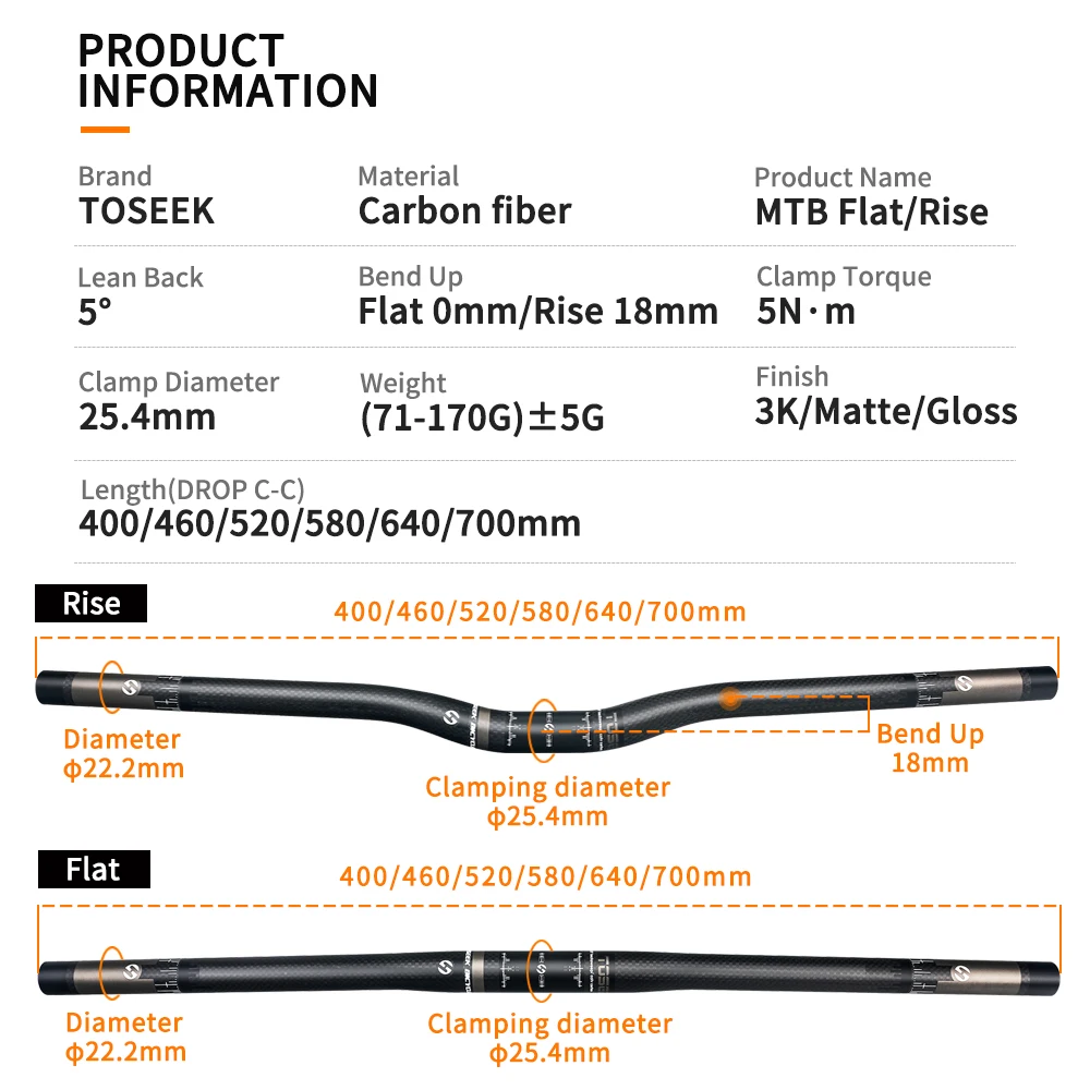 TOSEEK Mat 3K Carbon Ghidon Stem pentru 25.4 mm pentru Copii, Biciclete de Munte MTB Bicicleta Pliabila Crește sau Plat Ghidon Imagine 3