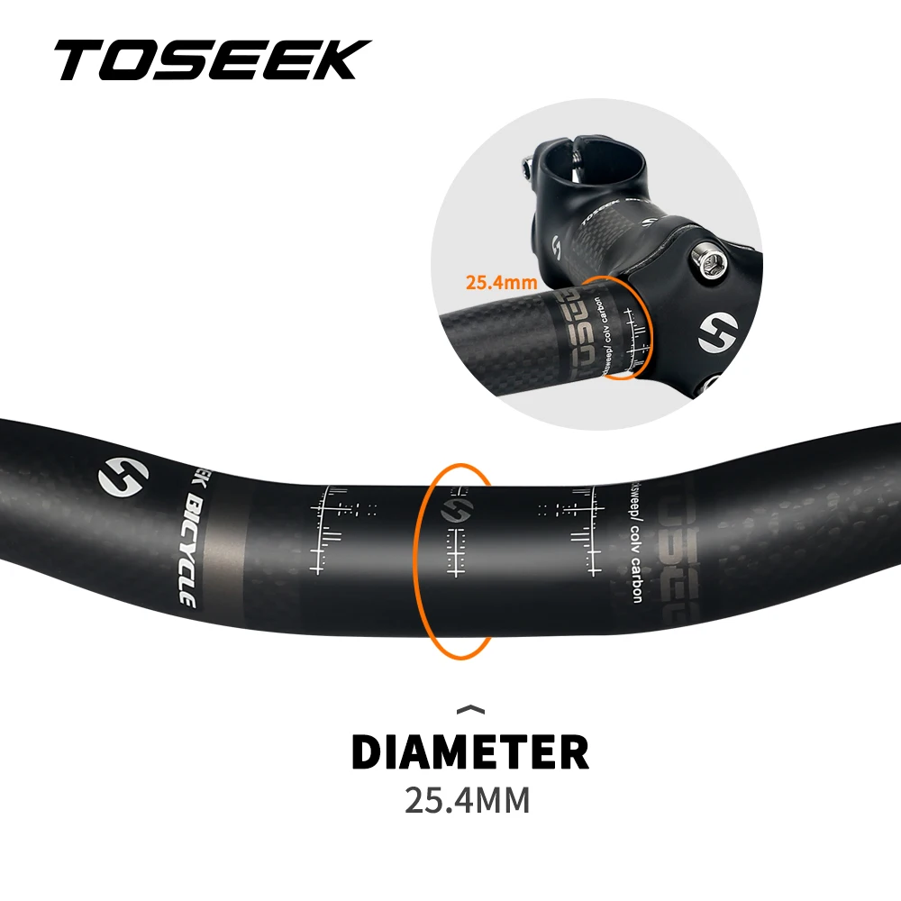 TOSEEK Mat 3K Carbon Ghidon Stem pentru 25.4 mm pentru Copii, Biciclete de Munte MTB Bicicleta Pliabila Crește sau Plat Ghidon Imagine 5